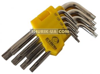 Набір Г-подібних ключів TORX СТАЛЬ 9 одиниць (48104)